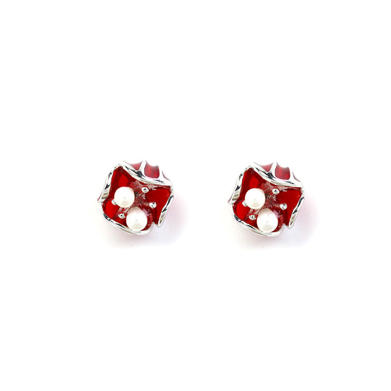 New Year Red Flower Earrings