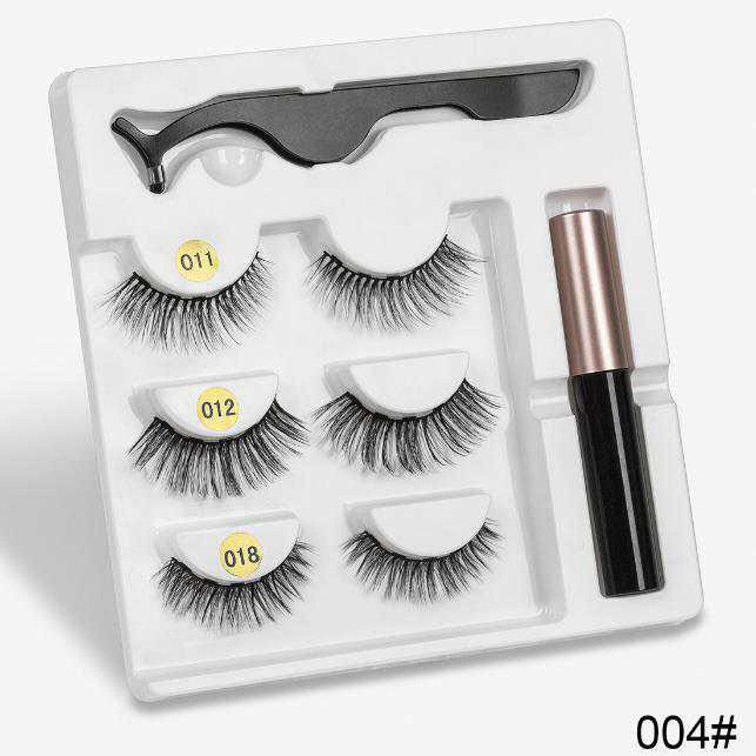 3 Pairs Magnetic Eyelashes with 1Pc Magnetic Liquid Eyeliner with 1Pc Tweezers Waterproof Long Lasting Eyelashes Extension False Eyelashes