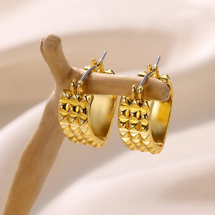 Gold Color Stainless Steel Hoop Earrings