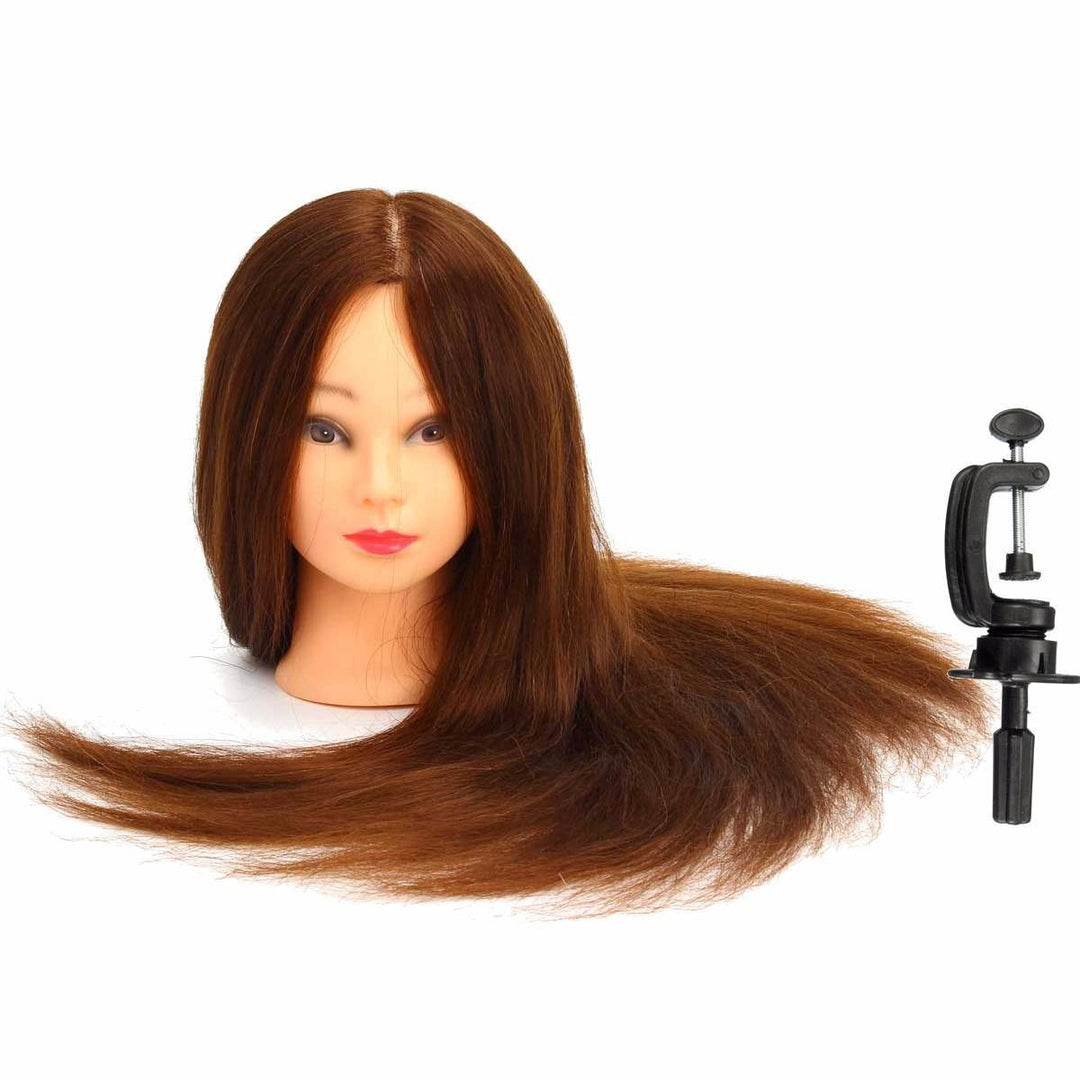 24'' 100% Human Hair Practice Mannequin Head Hairdressing Train Model+Clamp