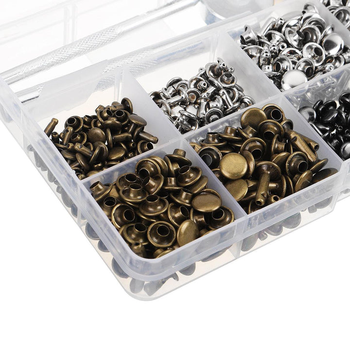 480Pcs Double Cap Rivet Tool Kit Metal Studs Hat Bag Leather Clothes Craft