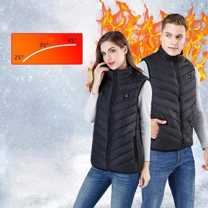 TENGOO Unisex 3-Gears Heated Jackets USB Electric Thermal Clothing 2 Places Heating Winter Warm Vest Outdoor Heat Coat Clothing