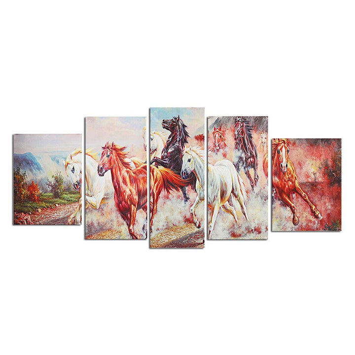 5 Panels Horses Modern Painting Wall Decoration Art Picture Hanging Drawing Living Bedroom Decoration no Frame