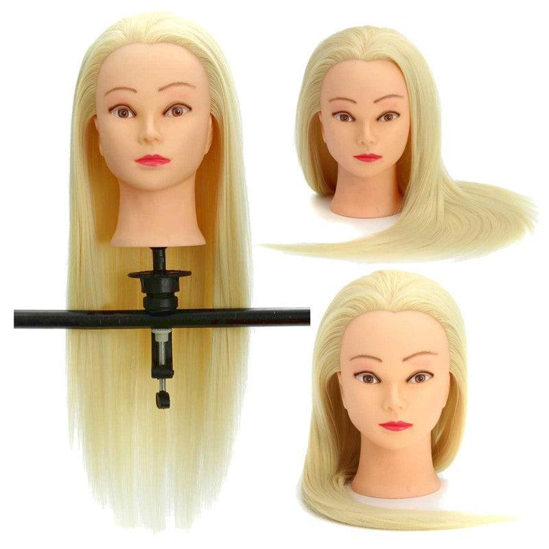 30% Real Hair Long Hairdressing Mannequin Training Practice Head Salon + Clamp