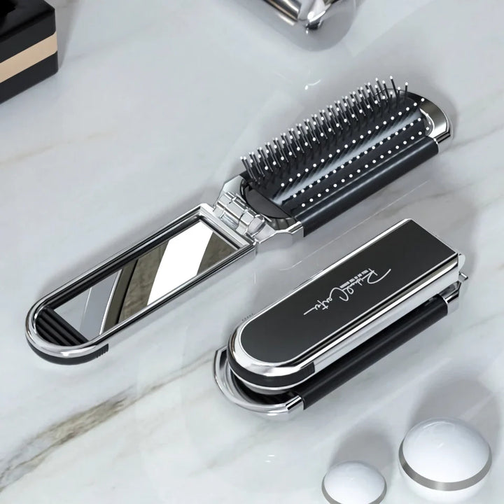 Portable Foldable Hair Brush with Mirror