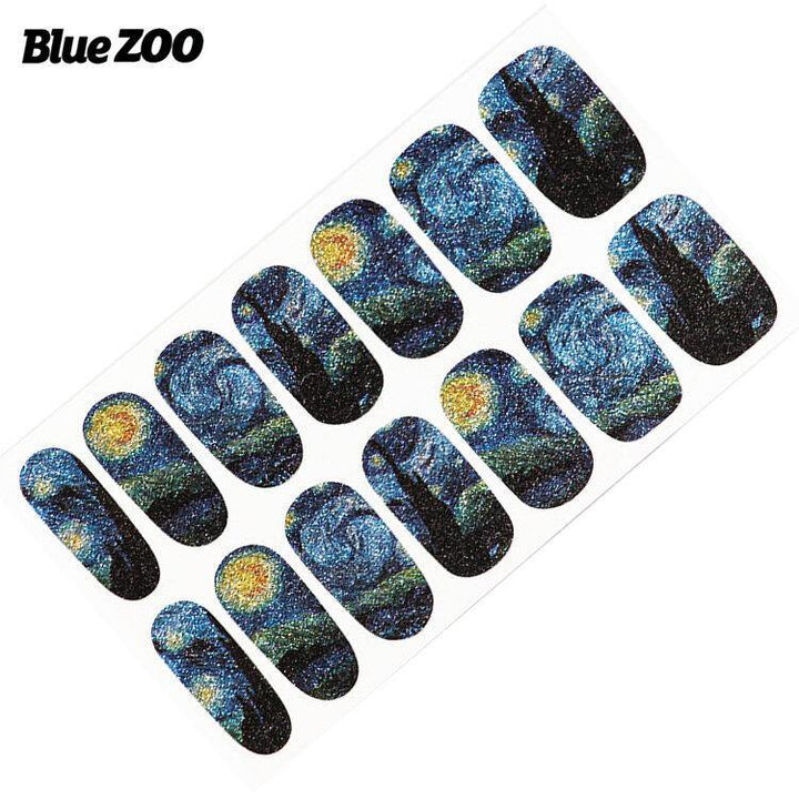 14pcs Star Painted Glitter Nail Stickers - MRSLM