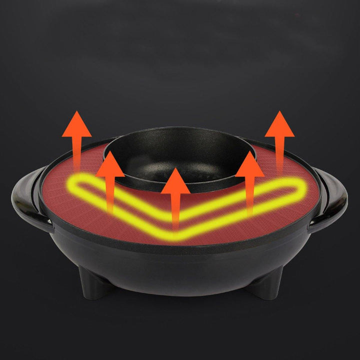 1350W 220V 2 In 1 Electric Non Stick BBQ Grill Plate Steamboat Hot Pot 34cm