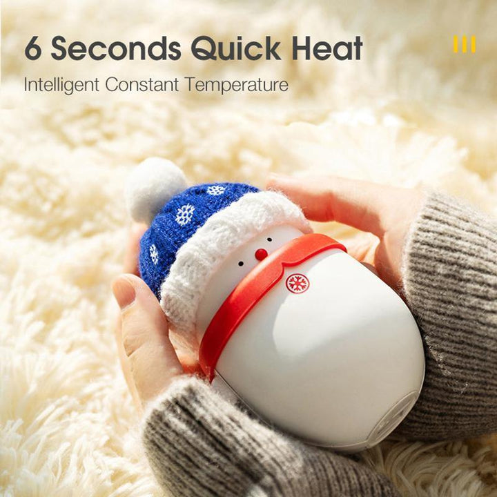 Christmas Snowman Portable Mini 2 in 1 Hand Warmer Power Bank 2 Gear 6000/10000mAh Long Battery Life USB Charging Double-sided Heating Electric Warming Treasure