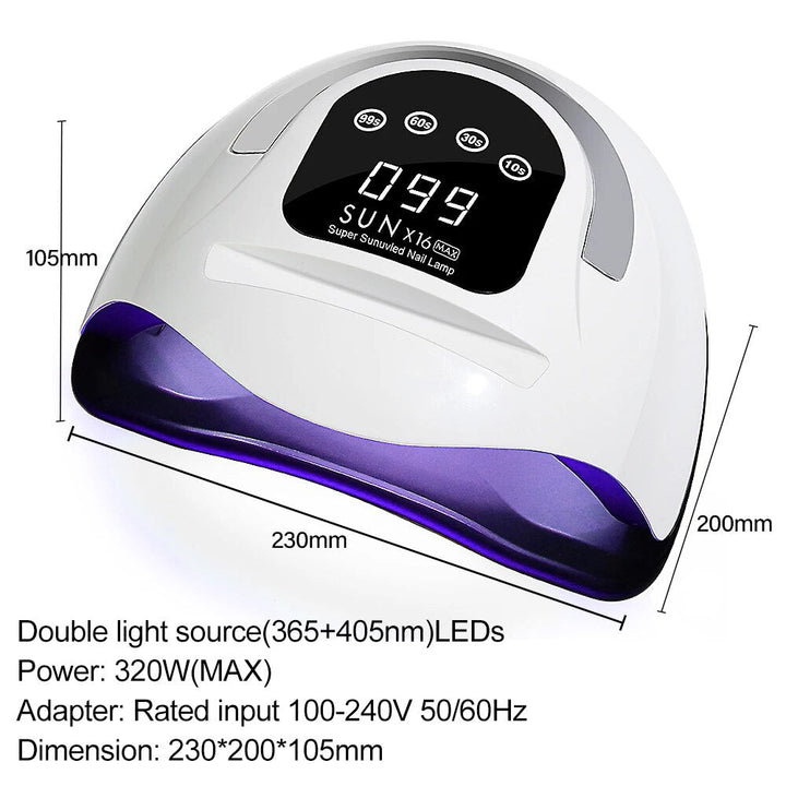 320W High Power UV LED Nail Lamp with 4 Timers & Smart Sensor