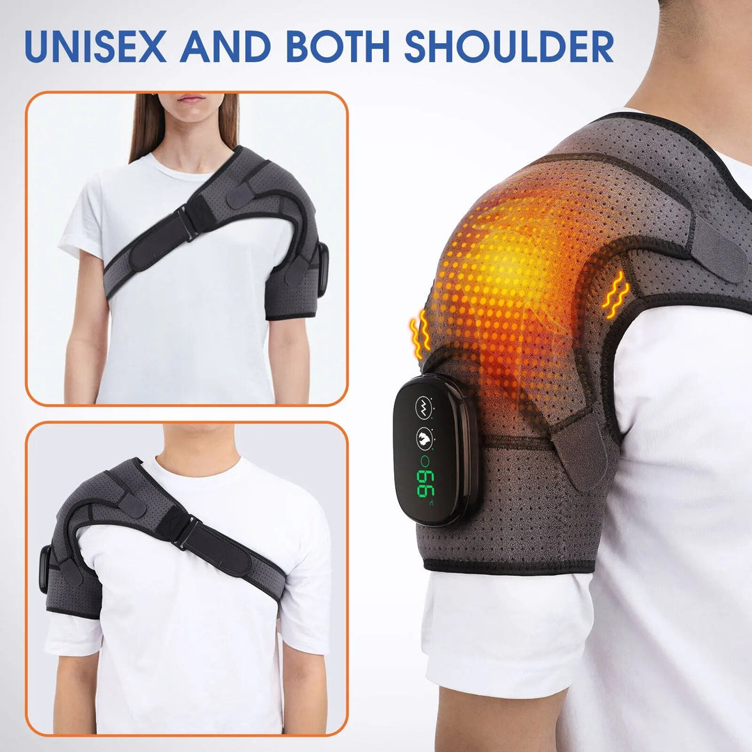 3-Level Heated Vibrating Shoulder Massager for Pain Relief and Rehabilitation