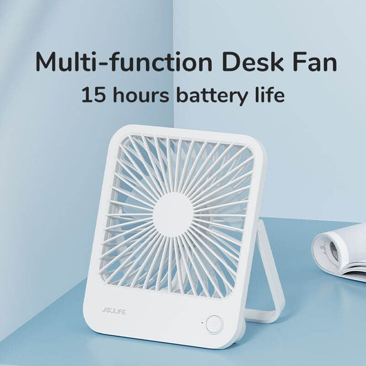 Ultra Quiet Portable Desk Fan - USB Rechargeable, Foldable with 4-Speed Powerful Cooling