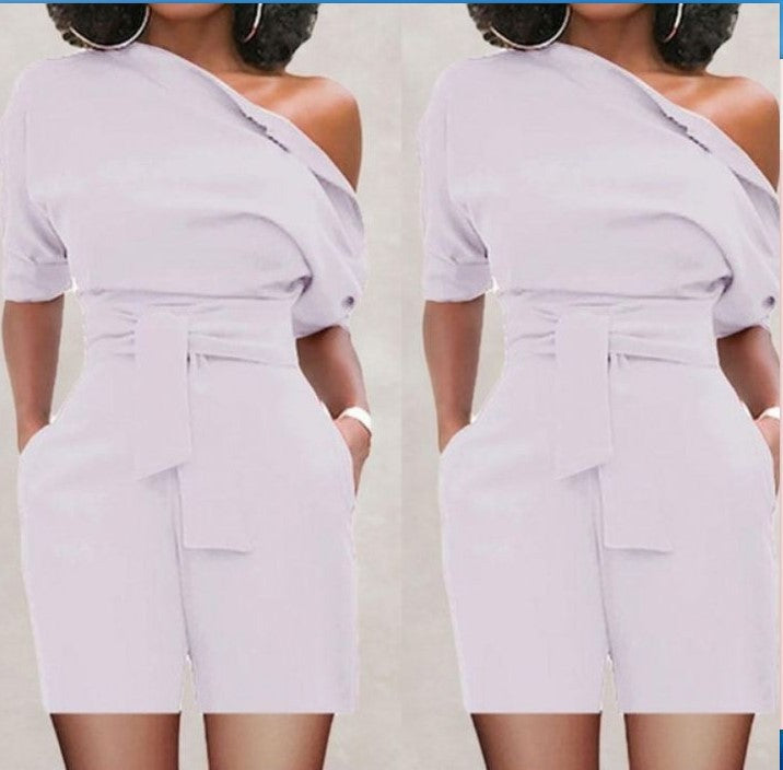 Women's Shoulder Button One-piece Shorts Suit