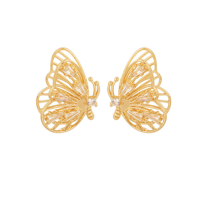 Temperament Simple Vintage Three-dimensional Butterfly Earrings Female