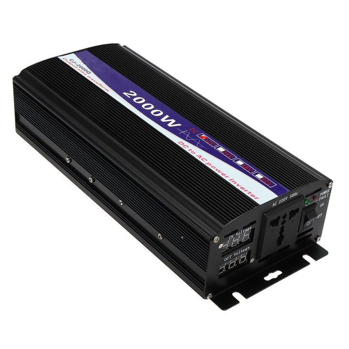 2000W Peak 12V/24V/48V to 220V Pure Sine Wave Power Inverter Digital Display Home Converter