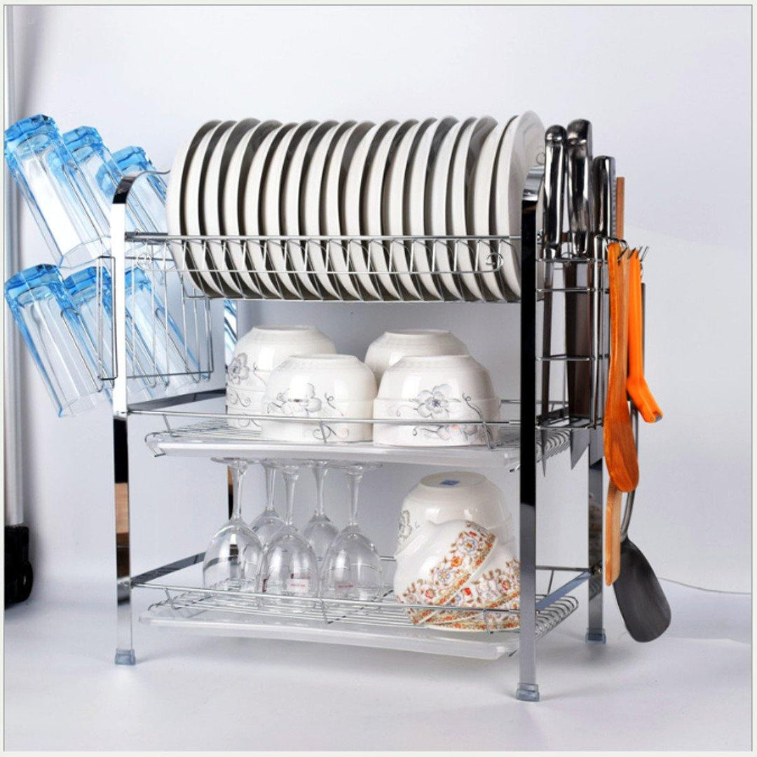 3 Tier Over Sink Dish Drain Shelf Rack Drainer Stainless Steel Kitchen Holder Drainer