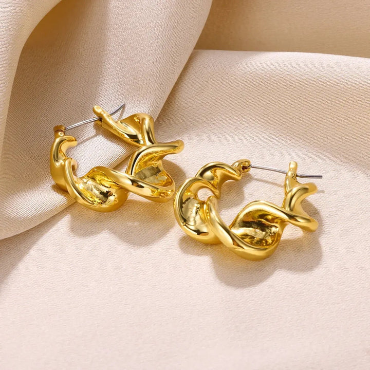 Gold Color Stainless Steel Hoop Earrings