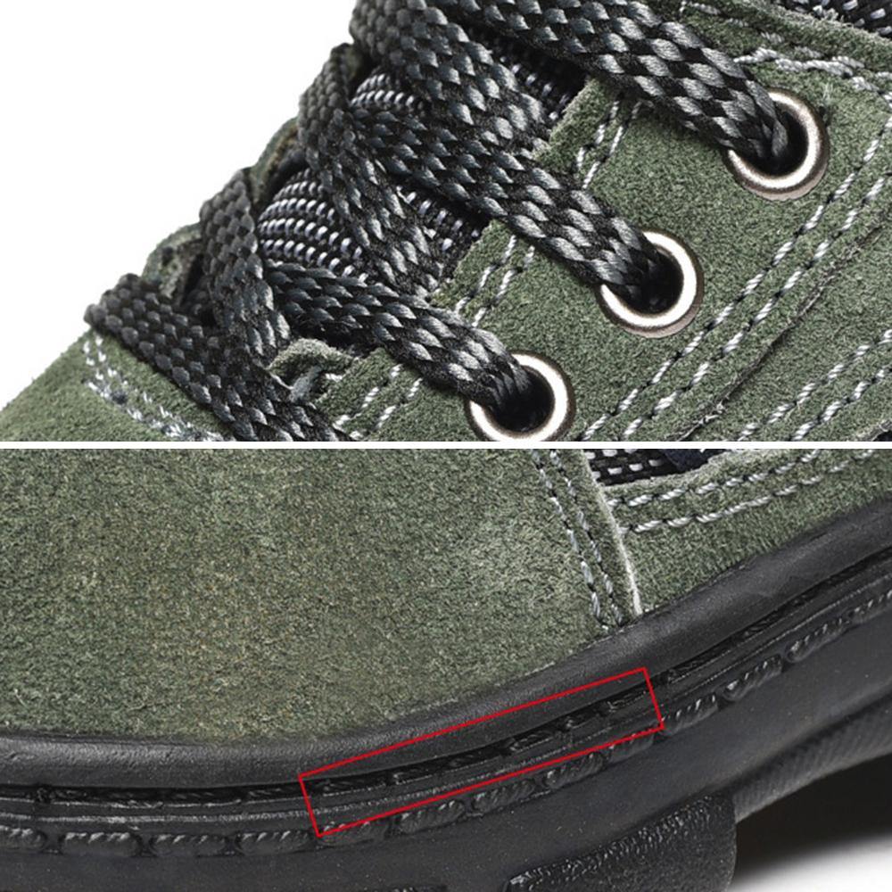 Men Steel Toe Wear Resistant Puncture Proof Outdoor Hiking Leather Sneakers