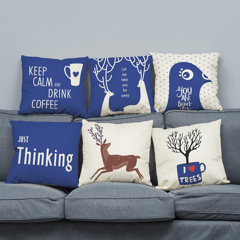 45 x 45cm Super Soft Plush Modern minimalist Style Deer Nordic Cotton Pillowcase For Home Sofa Decration