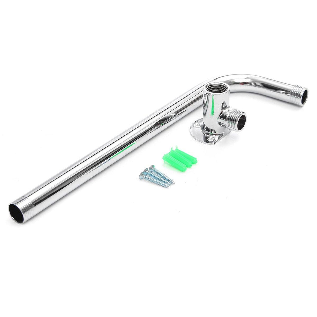 31cm Bathroom Chrome Wall Mounted Shower Extension Arm Pipe Bottom Entry for Rain Shower Head - MRSLM