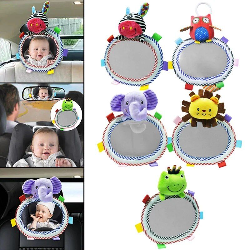 Baby Car Mirror with Plush Animal Toys