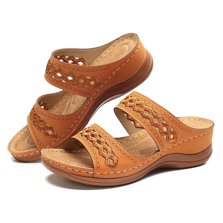 LOSTISY Handmade Stitching Hollow Casual Comfy Sandals