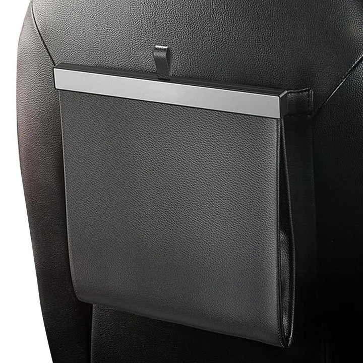 Luxury Waterproof Leather Car Trash Bin - Easy Install, Space-Saving & Magnetic Closure