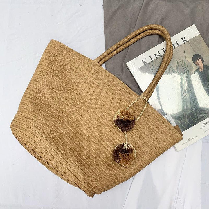 Ladies Large Capacity Woven Shoulder Bag