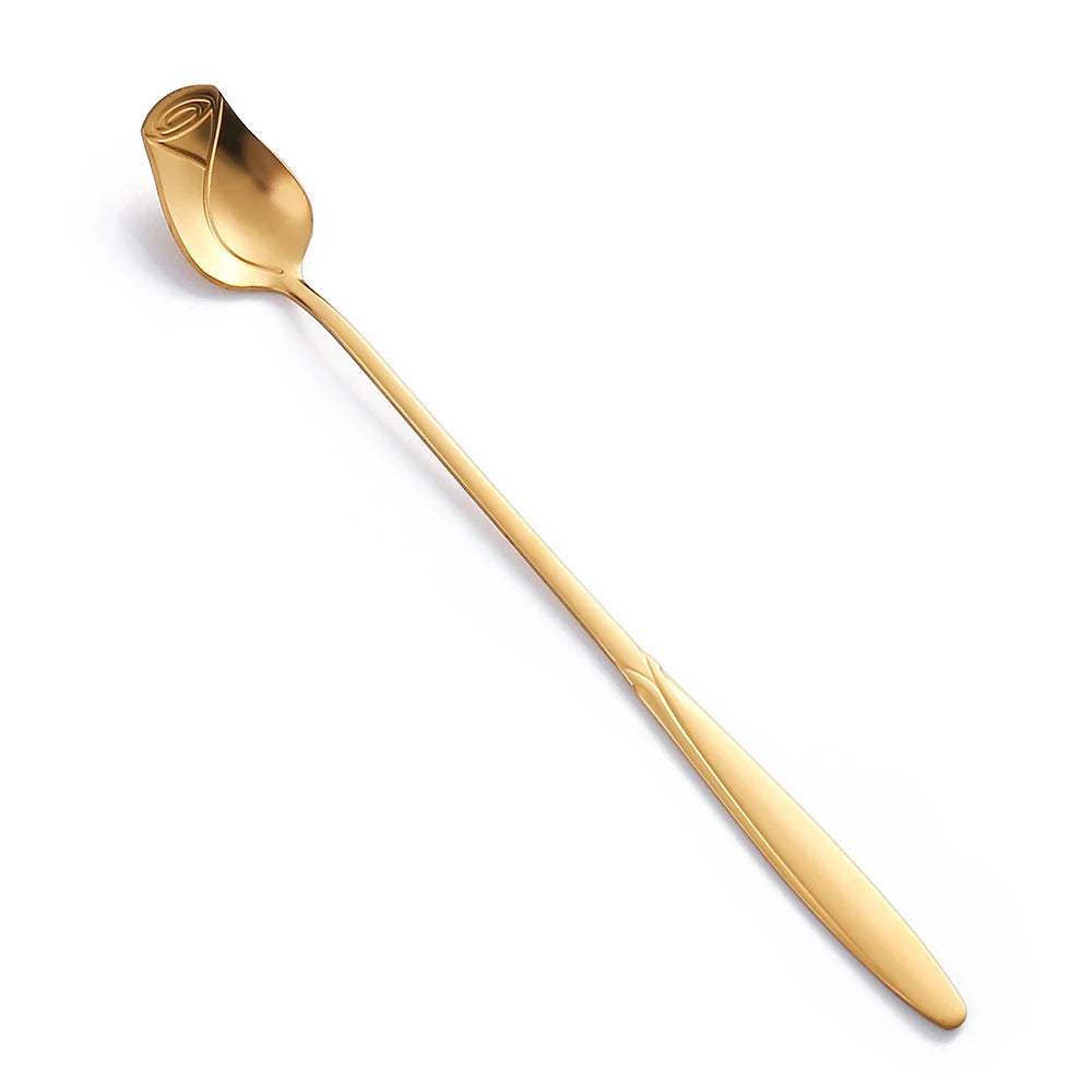 Stainless Steel Long-Handle Rose Spoon