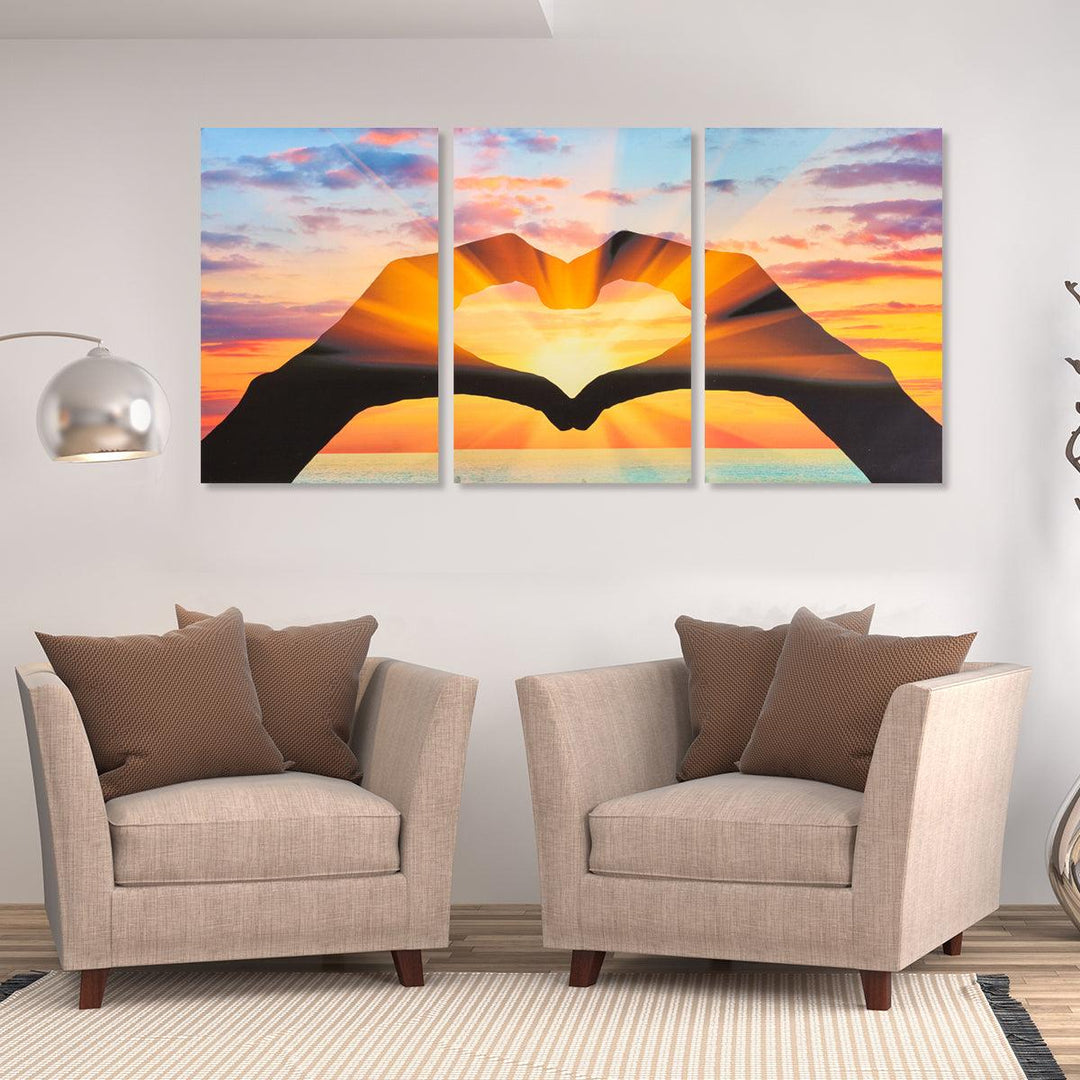 3pcs Unframed Heart Gesture Canvas Painting Home Wall Art Living Room Bedroom Decor Hanging Pictures