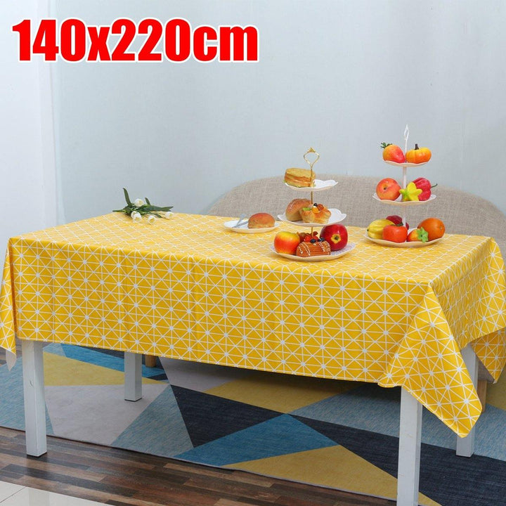 1 PCS Table Cloth Linen Tablecloth Dust proof Rectangle Table Cover Slip Resistant Simple Plaid Table Cover 140x220cm