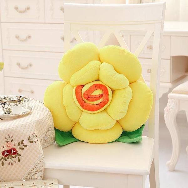 3D Colorful Rose Flowers Throw Pillow Plush Sofa Car Office Back Cushion Valentines Gift - MRSLM