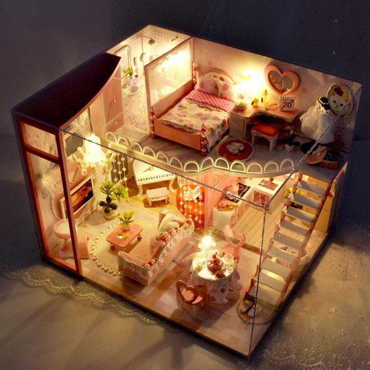 2020 Christmas Decoration DIY Doll House Wooden Doll Houses Miniature Dollhouse Furniture Kit Toys for Children New Year Christmas Gift