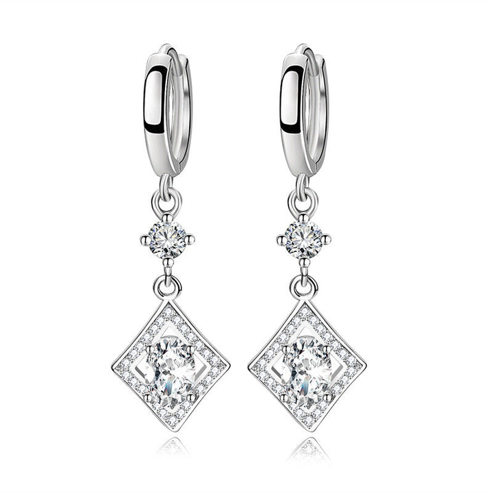 Stylish Sterling Silver Diamond Earrings