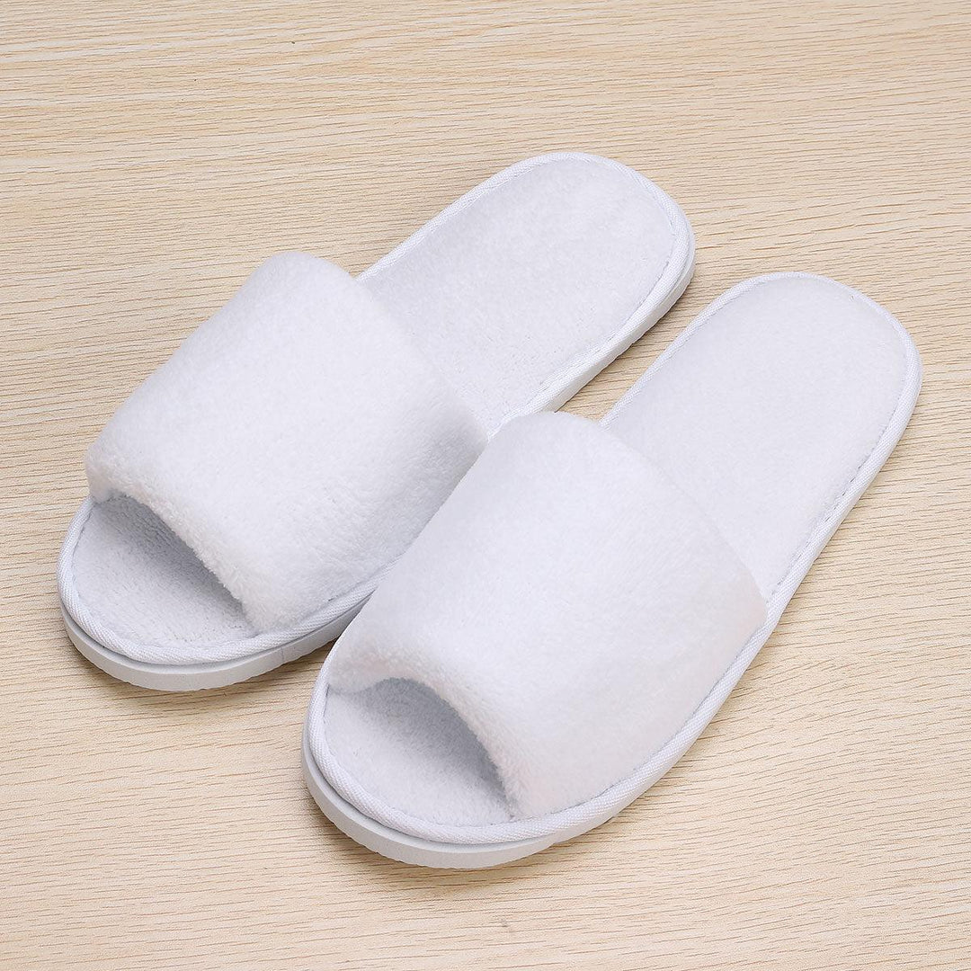 Men Women Coral Velvet Open Toe Hotel Home Spa Slippers Travel Shoes Thick 7mm - MRSLM