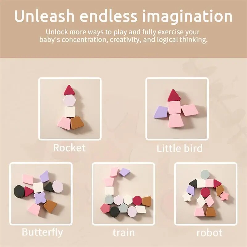 Silicone Montessori Baby Puzzle Toy Set: Geometric Shape Matching Board for Educational Play