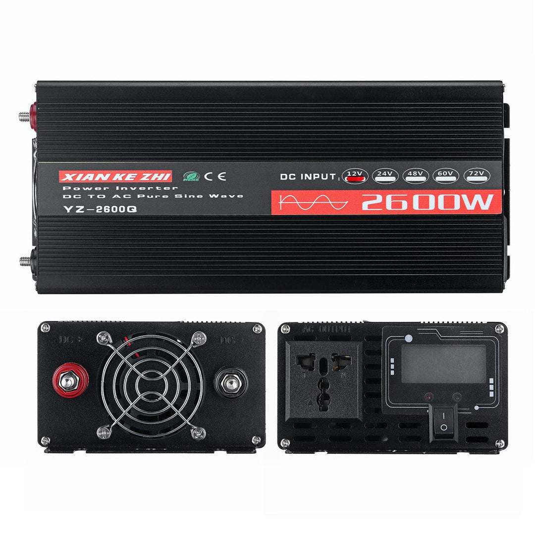 4200W/2600W LCD Display Pure Sine Wave Inverter 12/24/48/60V TO 220V Hpusehold Car USB High Power Inverter W/ 6 Protections Converter