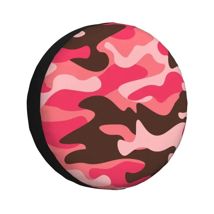 Rugged Camo Spare Tire Cover ‚Äì Black Orange Camouflage Wheel Protector for Off-Road and Outdoor Vehicles