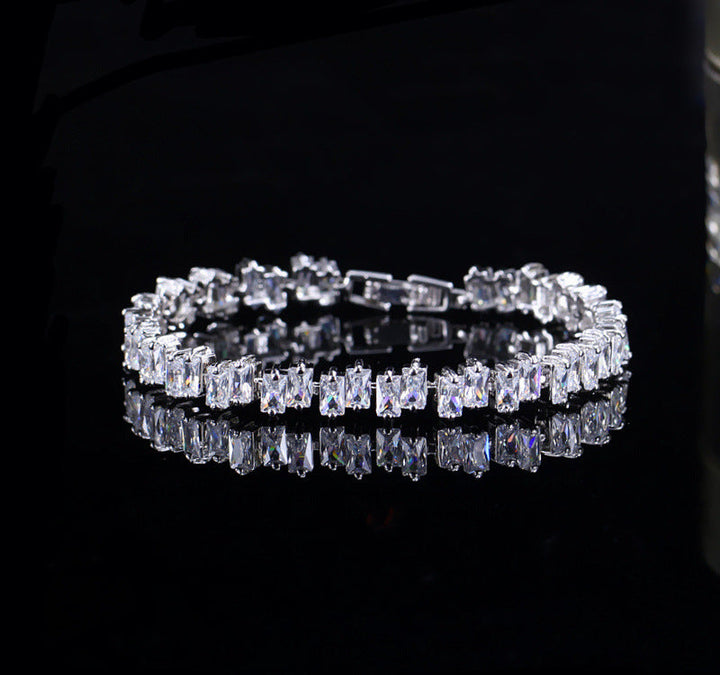 Square Blue Purple Transparent Zircon Bracelet