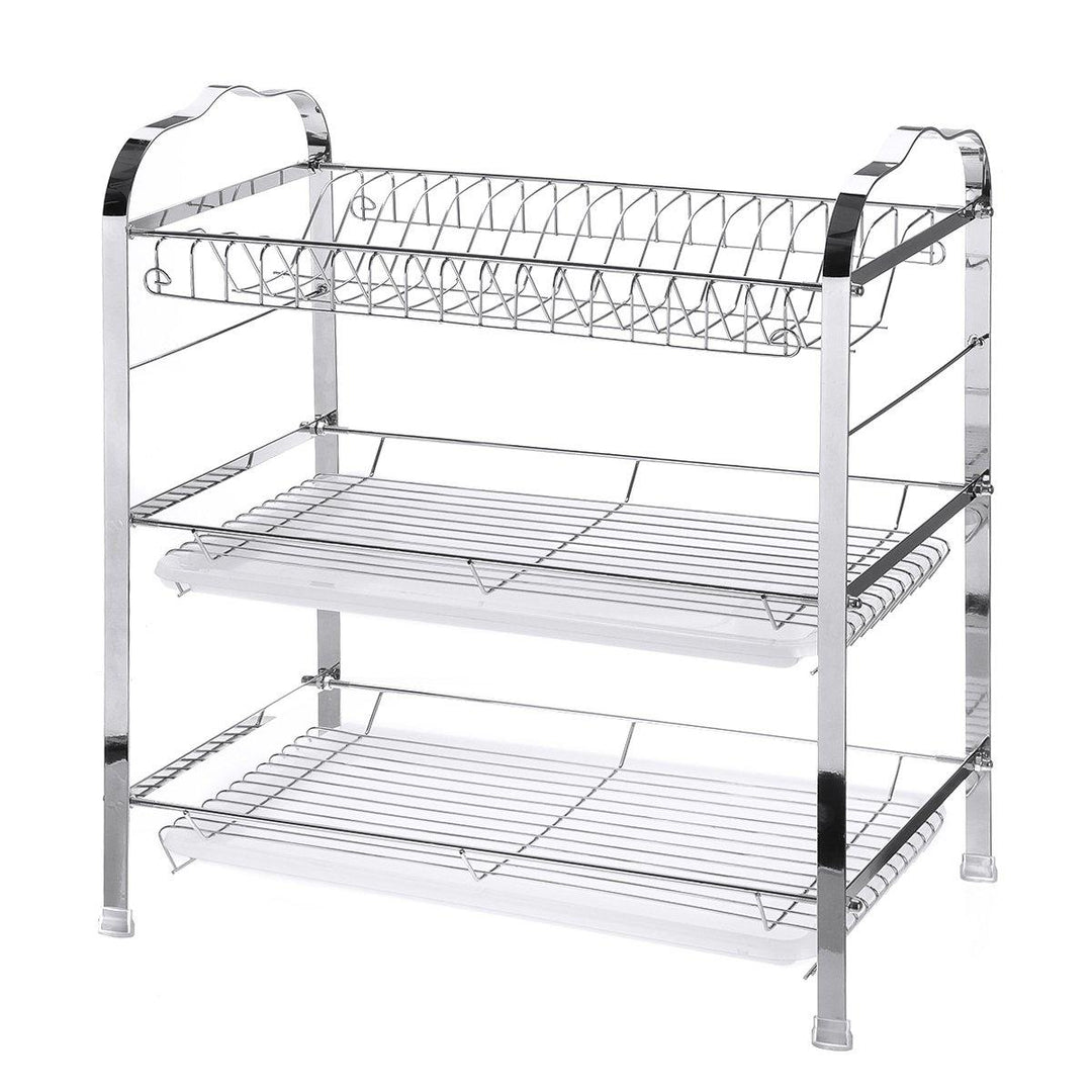 3 Tier Over Sink Dish Drain Shelf Rack Drainer Stainless Steel Kitchen Holder Drainer