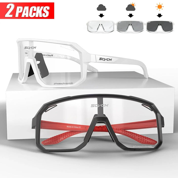 Photochromic Cycling Sunglasses 2-Pack – Unisex, Adjustable & UV400 Protection