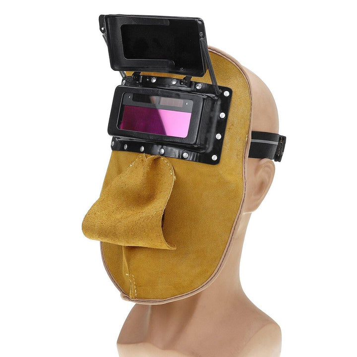 Solar Auto Darkening Filter Lens Welder Leather Welding Helmet Full Mask Hood - MRSLM