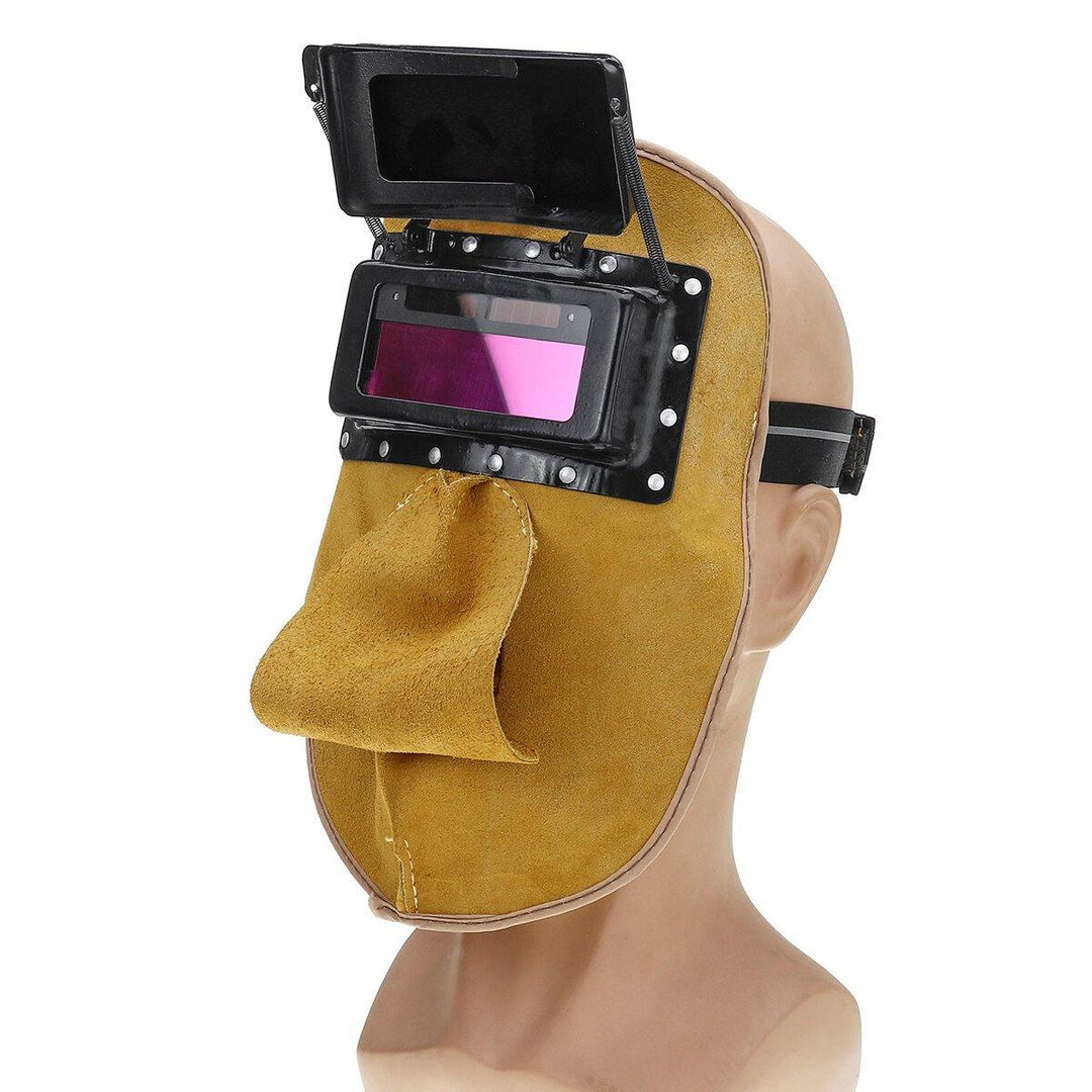 Solar Auto Darkening Filter Lens Welder Leather Welding Helmet Full Mask Hood