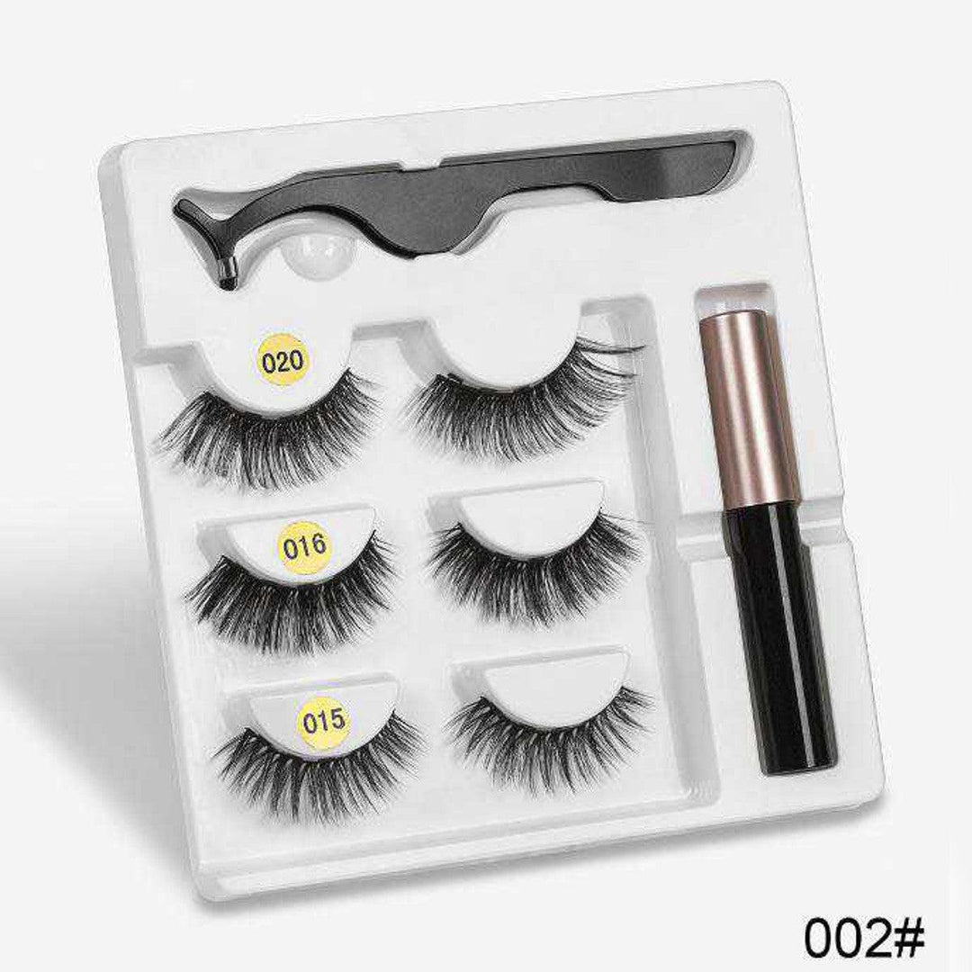 3 Pairs Magnetic Eyelashes with 1Pc Magnetic Liquid Eyeliner with 1Pc Tweezers Waterproof Long Lasting Eyelashes Extension False Eyelashes