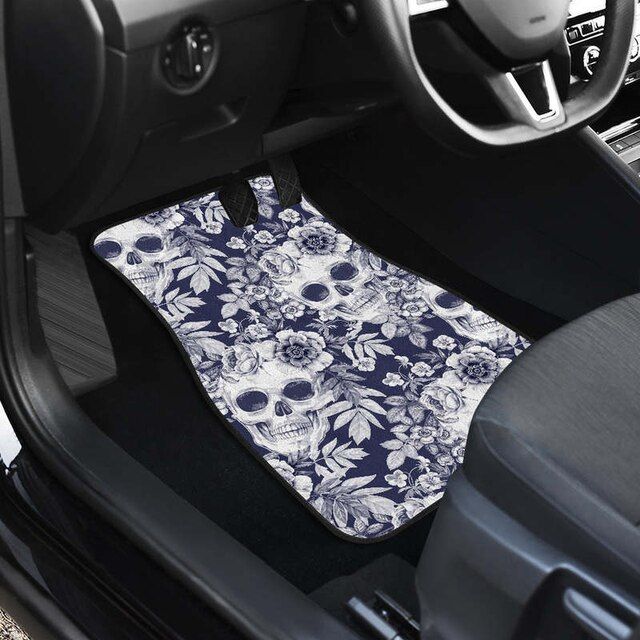 Chic Skull Floral Car Floor Mats