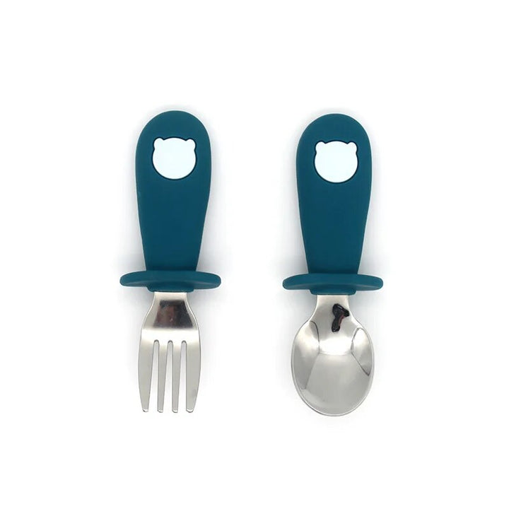 Cartoon Stainless Steel Kids' Cutlery Set - Toddler Safe Feeding Spoon and Fork