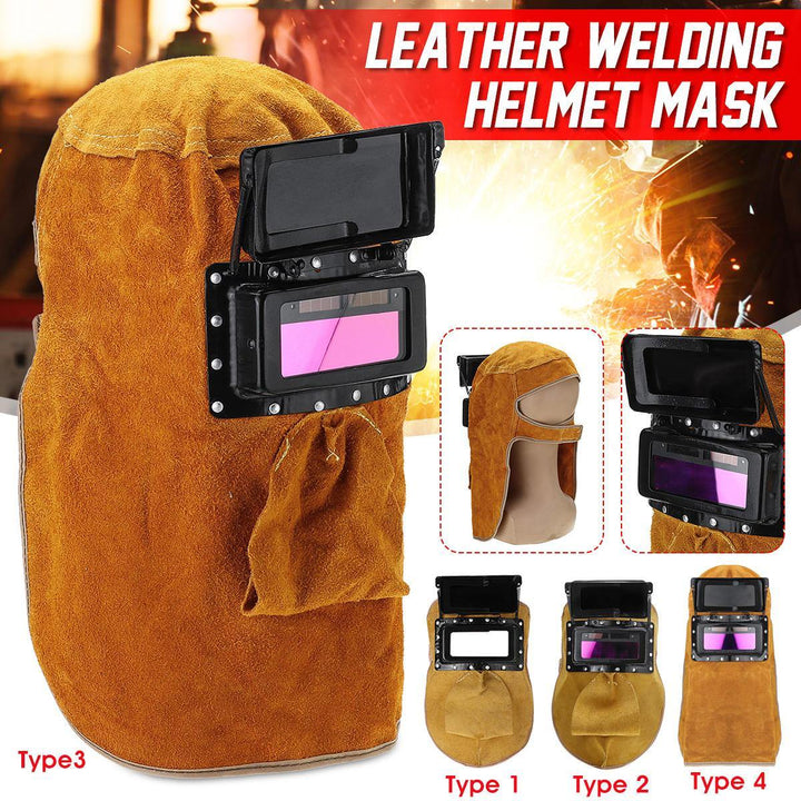 Solar Auto Darkening Filter Lens Welder Leather Welding Helmet Full Mask Hood