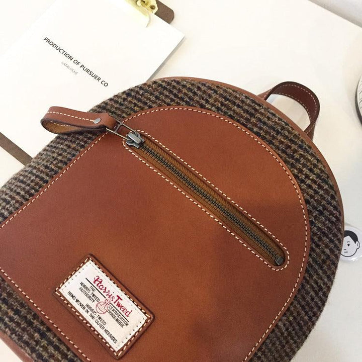 Fabric British Vintage Full Leather Small Backpack