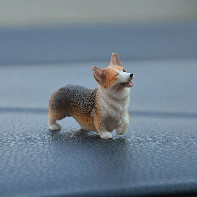 Cute Corgi Dashboard Ornament - Mini Resin Puppy Car Decor