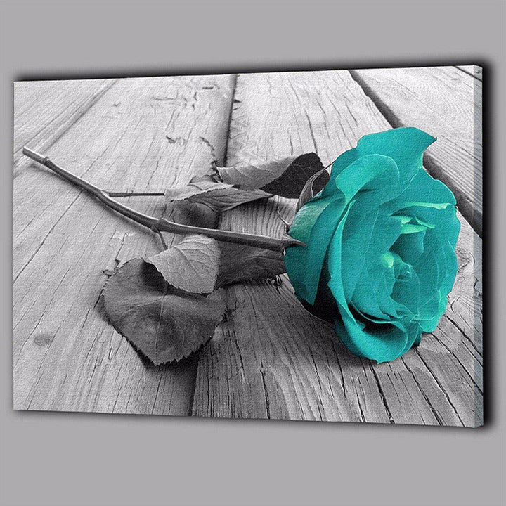 1 Piece Blue Rose Canvas Print Paintings Wall Decorative Print Art Pictures Frameless Wall Hanging Decorations for Home Office