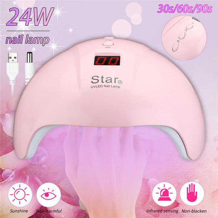 24W 12LEDs UV Nail Lamp Smart Sensing Gel Nails Polish Dryer Manicure